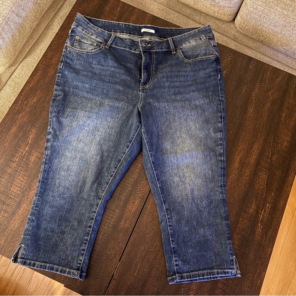 Maurices Blue Ankle Cropped Jeans with Distressed Details